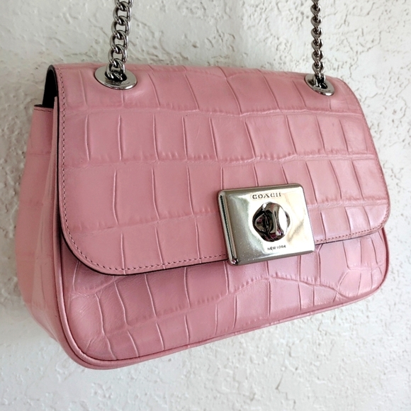Coach Cassidy Pink Croc Crossbody Bag F38081 - Picture 4 of 17